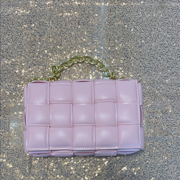 Pink Woven Chain Handle Bag - Picture 1 of 4